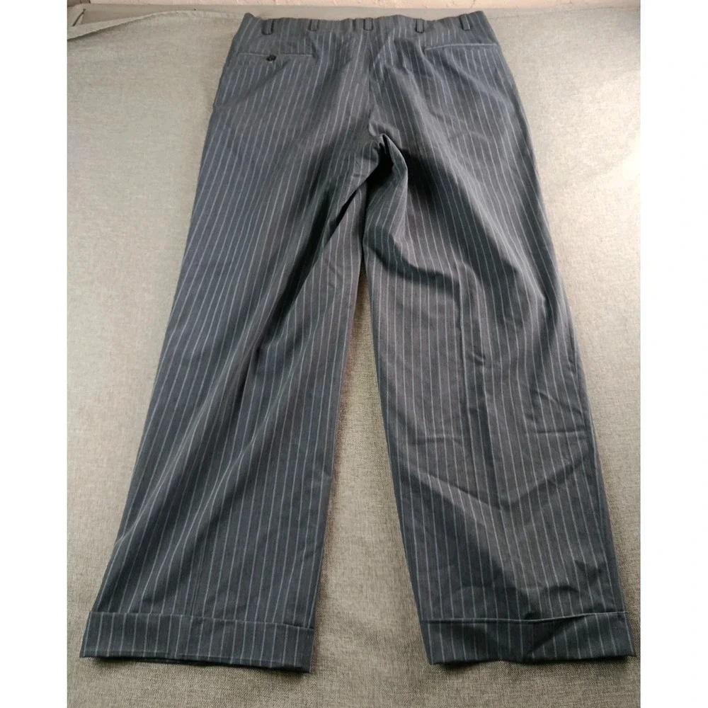 Oxxford Cloth Suit Mens 44 Gray Striped Wool Half Lined Lightweight Pants 36X29